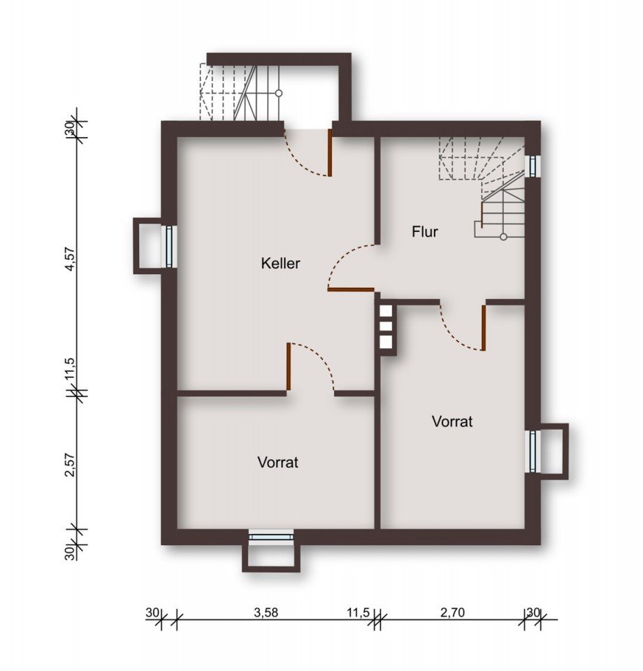 Grundriss Keller: Alle Aufma�e, Details und Informationen ohne Gew�hr. Einfamilienhaus S�sel / R�bel