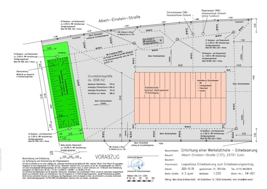 Entw�sserungsplan Halle / Lager / Produktion Eutin