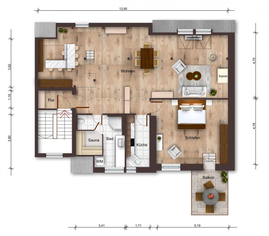 Grundriss DG - Alle Aufma�e, Details und Infos sind ohne Gew�hr und dienen lediglich der Veranschaulichung. Loft-Studio-Atelier Kiel / Bl�cherplatz